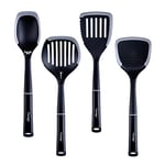 Prestige 2-in-1 Kitchen Utensils Set of 4 - Cooking Utensils Set with Non Scratch Silicone Edges, Heat Resistant Kitchen Utensils to Protect Non Stick Cookware, Black & Grey