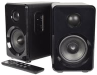 2 x AV:Link Active Bluetooth Bookshelf Speaker Black USB SD + Remote ABS35BLK