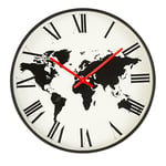 Baroni Home Horloge Murale Rond en PVC Style Moderne, Montre Murale Grands Nombres avec Le Monde, Silencieux Horologe de Cuisine, de Salon, de Chambre et de Bureau, 40x40 cm