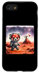 Coque pour iPhone SE (2020) / 7 / 8 Red Panda Astronaute Exploring Planet. Alien Rock Space