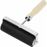 Rouleau Caoutchouc Encreur Rouleau Brayer 10 cm - Rouleau Linogravure Noir avec Manche en Bois pour Tampon, Encre, Bloc de Peinture et Application de