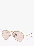 Ray-Ban RB3689 Unisex Aviator Sunglasses, Gold/Blush