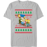 Sled Ride Falskt Ful Jultröja Simpsons T-shirt L