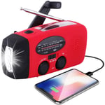 Radio Solaire Portable, Principal Manivelle Auto Alimenté Am/FM/NOAA Radio, Météo Radio Appareil Durgence avec 3-LED Lampe de Poche Et Chargeur de