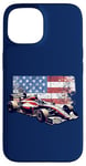 iPhone 15 Vintage Auto Racing Car American Flag 4th of July, Auto Race Case