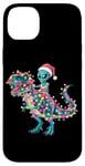 Coque pour iPhone 14 Plus Merry Christmas Dinosaure Lumière de Noël T-Rex Xmas Alien