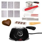 Total Chef Chocolate Melting Pot Fondue Set 8.8 oz (250 g) Electric Melter for Chocolate Melts DIY Candy Maker with 32-Piece Accessory Kit for Sleepover Birthday Party Romantic Dinner Black