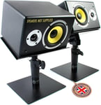 Pair of Desktop Speaker Stands for Studio Monitors - Tilt & Height Adjustable Bo