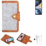 Felt Case + earphones for Motorola Moto G22 Cover light grey