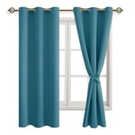 JIUZHEN Rideaux Occultants Rideau Thermique Isolant Anti Chaleur Lot de 2 Rideaux à Oeillets Isolation Lumiere Anti UV pour Chambre Maison Salon 117x137cm(LxH Turquoise