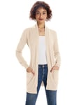 GRACE KARIN Cardigan Femme Long Classique Vintage Pull Manches Longues Manteau Slim Fit Elegante Automne Hiver Poches Abricot Tricoté S