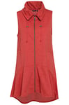 Ulla Popken Femme Grandes tailles Gilet en molleton, ligne A, col montant, coutures viennoises, volant carmin 46+ 810348540-46+