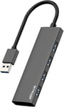 Hub Usb 3.0 En Alliage D'Aluminium Ultra Fin,Répartiteur Usb Portable À 4 Ports,Hub Usb Pour Ordinateur Portable,Pc,Macbook,Imac,Surface Pro,Mac Pro,Clé Usb,Xps ¿Noir¿