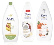 3 X Dove Shower Gel CoconutAlmond , goji Berry  , Mango Body Wash Large