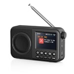 Arafuna Radio Dab Plus, Poste Radio avec écran LCD 2.4, Radio FM Portable Rechargeable avec Bluetooth, 60 Stations Préférées, Connexion MicroSD/TF/AUX, Réveil Double, Minuterie de Veille-Noir