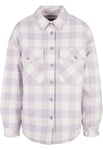 Urban Classics Women's Ladies Flanell Padded Overshirt Jacket, whitesand/softlilac, XL