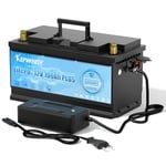 KEPWORTH Batterie Lithium 12V 100Ah, Rechargeable, LiFePO4 avec 100A Smart Bluetooth BMS et 4000-15000 Cycles Profonds, sans Entretien Parfait pour Camping-Car, Solaire, Bateaux, Hors-Réseau