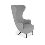 Tom Dixon - Wingback Chair, Tyg: Cat C. Hallingdal 65-0130, Ben: Svart - Nojatuolit - Harmaa - Alas/Metalli/Puu/Vaahto