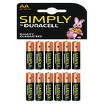 Duracell Simply Long Life Premium Batteries 1.5V Alkaline - 12 Batteries Per Pack