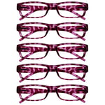 OPULIZE The Reading Glasses Company Pink Tortoiseshell Value 5 Pack Lightweight Mens Womens RRRRR32-4 +2.50