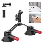 Neewer Dual Suction Cup Car Mount with 360° Ball Head Magic Arm, Quick Release Air Pump Vacuum Camera Mount with Holder & Action Camera Adapter Compatible with GoPro Insta360 DJI OSMO, CA066