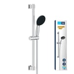 GROHE Vitalio Start 110 - Shower Set (Round 11cm Hand Shower 2 Spray: Rain and Jet, Anti-Limescale System, Shower Hose 1.75m, Rail 60cm, Water Saving), Easy to Fit with GROHE QuickGlue, Chrome, 27948001