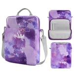 MoKo 13.3-14 Inch Laptop Sleeve Bag Fits New MacBook Pro M3/M2 14" 2023,MacBook Pro 13" M2 2022,MacBook Air 13.6" M2 2022, Tab S8 Ultra 14.6",Handle Carrying Case with Shoulder Strap,Purple Starry Sky