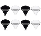 Lot de 8 éponges triangulaires réutilisables avec sangle, douces et douces pour la peau pour poudre libre, corps, yeux, fond de teint, outil de maquillage sec et humide (noir + blanc)