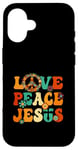 Coque pour iPhone 16 Costume hippie sexy Love Peace Jesus Christian Fun années 60 et 70