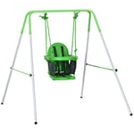 Outsunny Balançoire portique pour Enfants de 6 à 36 Mois capacité de Charge de 25 Kg en Acier avec Pieds antidérapants extérieur et intérieur Hauteur 122 cm Vert