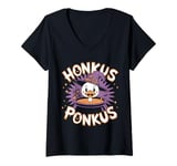 Womens Honkus Ponkus Funny Duck Witch Halloween Magic V-Neck T-Shirt