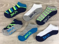 6 X Skechers Low Cut Socks UK C4-C8 Infant Baby Boys Quality Blue S223