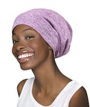 Bonnet de nuit très large avec doublure en satin soyeux, idéal pour femme aux cheveux bouclés, violet