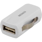 DELTACO billaddare, 1A, 1x USB Type A, 12-24V DC input