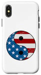 Coque pour iPhone X/XS Drapeau américain Yin et Yang rouge, blanc et bleu avec étoiles