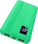 Batterie Externe, 15w Power Bank, Baterie Externe Capacité 10000mah, Slim Et Portable, Avec 1 Port Usb C Et 2 Ports Usb A Et Écran Led Pour Iphone Samsung Smartphones, Smartwatch(Vert 2024)