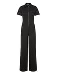 Mango Long Chest-Pocket Jumpsuit Svart