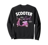 Cute Scooter Girl Art For Women Kids Scooter Life Lover Sweatshirt