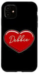 Coque pour iPhone 11 Debbie Cœur dessiné à la main avec inscription « First Name Hearts I Love Debbie »