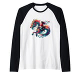 Anime Girl Japanese Dragon Rider Raglan Baseball Tee