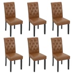 WOLTU Lot de 6 Chaises de Salle à Manger, Chaise de Salon avec Dossier Haut, Chaise de Cuisine Rembourrée, Chaise en Similicuir avec Pieds en Bois Massif, Marron, EZS20br-6