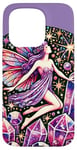 Coque pour iPhone 15 Pro Illustration de fée en cristal violet améthyste