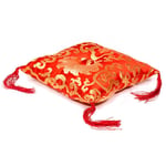 Singing Bowl Cushion Red With Flower Design -- 12X12X4 Cm