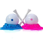 Könsavslöjande golfboll, exploderande golfbollar, inklusive 1 rosa + 1 blå + 2 trätee - Den perfekta idén för könsavslöjande!
