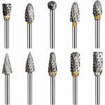 Memkey - 10 Pcs Fraise Metal pour Fraiseuse 3mm Double Coupe de Tungstène Fraises Rotatives Fraise Meuleuse Droite pour Outils Rotatifs Traitement