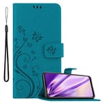 cadorabo Coque pour Huawei P40 Lite en Bleu Floral – Housse Protection en Design de Fleur avec Fermoire Magnétique, Stand Horizontal et 3 Fentes Cartes - Portefeuille Etui Poche Folio Case Cover