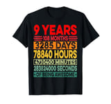 9 Years Old 9th Birthday Gift Vintage Retro Years Days Hours T-Shirt