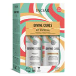 Kiharat hiustenhoitosetti INOAR Divine Curls Duo Kit: shampoo 250 ml + hoitoaine 250 ml