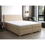 Vente-unique.com Ensemble complet boxspring tête de lit + sommier + matelas + surmatelas - 160 x 200 cm - Tissu - Beige - ONAN de YSMÉE