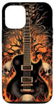 Coque pour iPhone 15 Pro Guitare électrique avec crânes et arbre yggdrasil pour